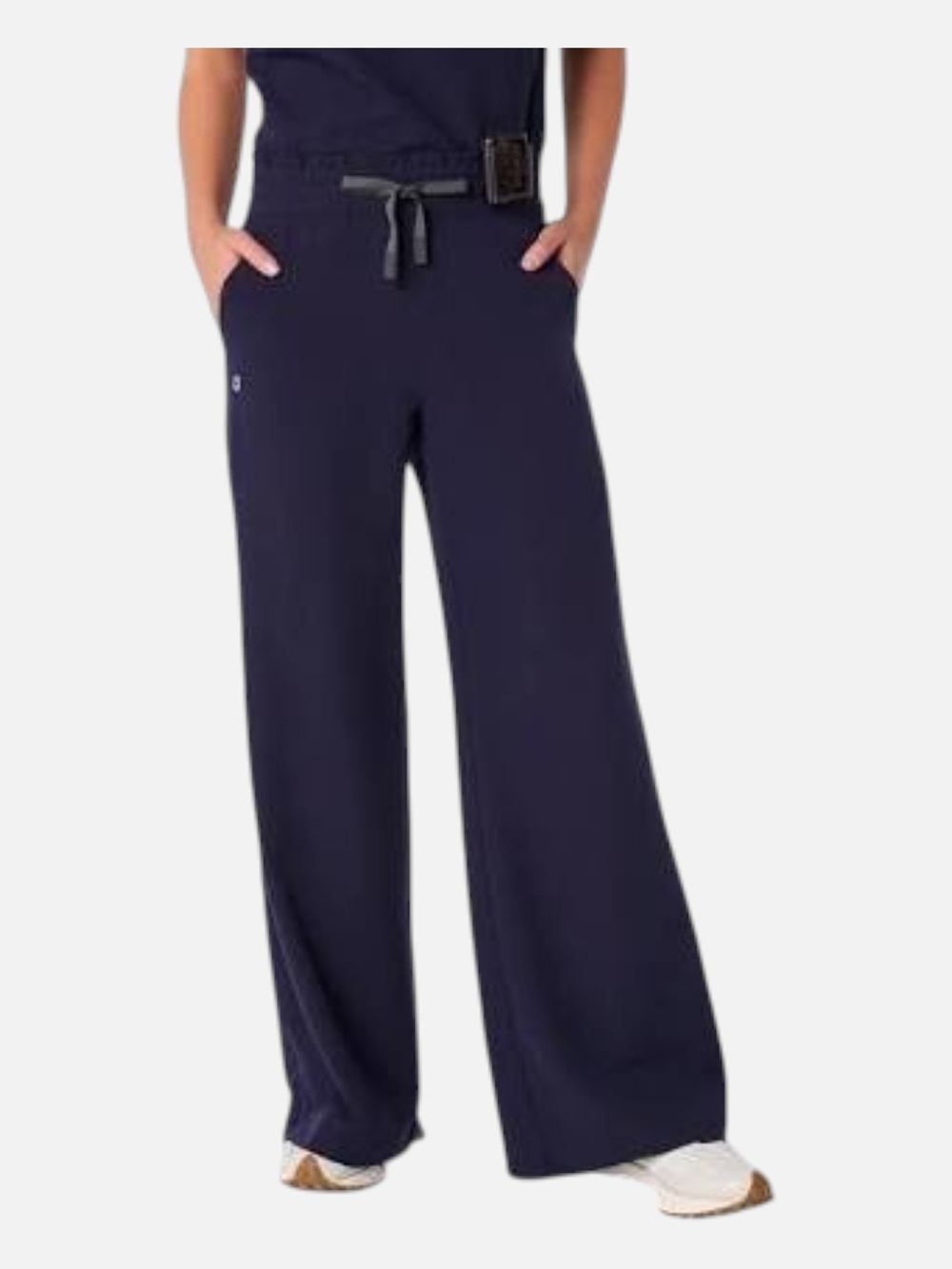 Figs Navy High Waisted Ultra Wide Leg Scrub Pant